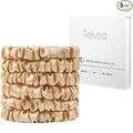 Silk Hair Ties 6Pcs, 22 Momme Pure 100% Mulberry Silk Scrunchies for Women, No Damage Silk Scrunchies for Hair, Gold