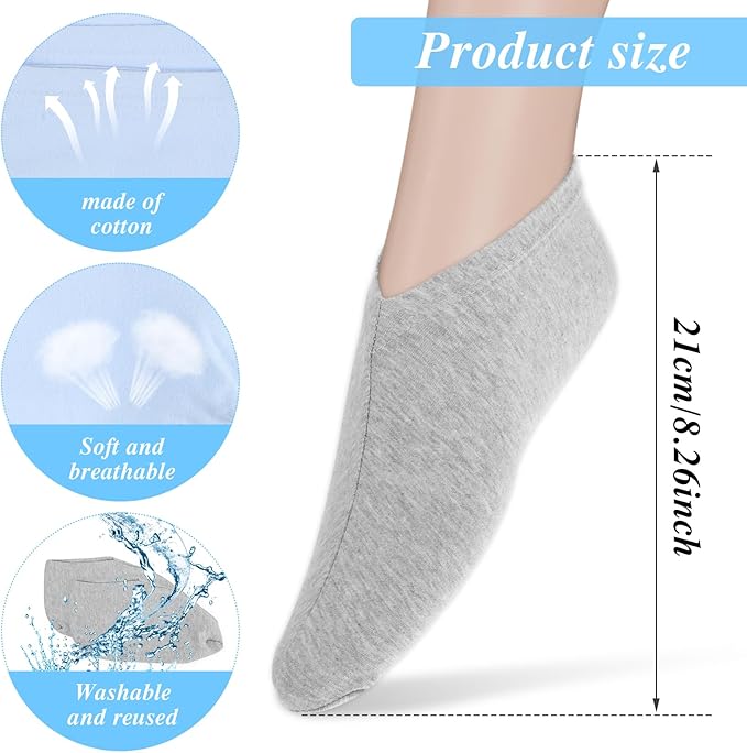 3 Pairs Foot Moisturiser Socks Overnight, Spa Cotton Socks for Foot Cream, Lotion Sock for Moisturising for Dry Feet Care, Moisturising Sock for Cracked Heel Repair Women Men (Grey)