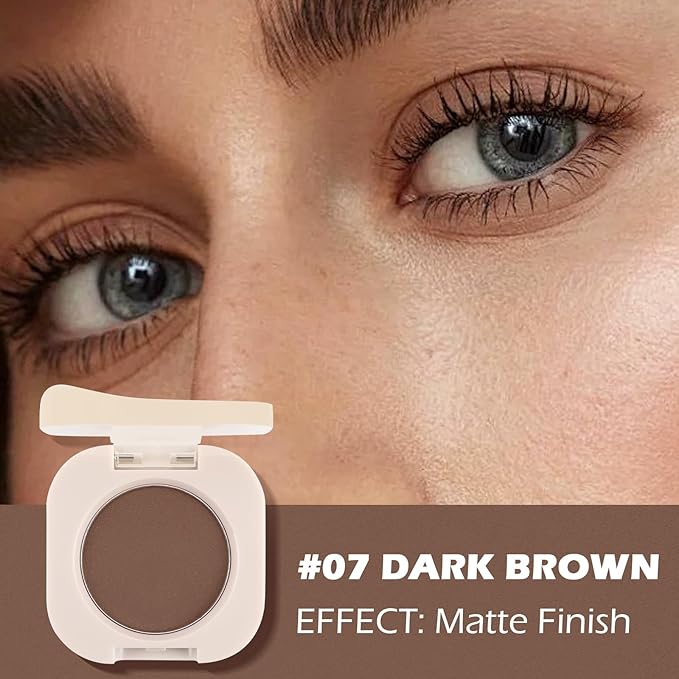 Dark Brown Eyeshadow with Brush, Single Matte Mini Eye shadow Palette, Silky Fine High Pigment Powder, Lightweight & Ultra-Blendable Formula, Ideal for Daily Natural Eye Makeup (#07)