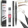 NinjaTiger Eyebrow Pencil Brow Pen - 2-Pack 2-IN-1 Dual-Ended Eye Brow Pencils 2-Fork-Tip Microblading Eyebrow Pen for Women Waterproof Eyebrow Pen with Brow Brushes Light Brown ＆ Brown