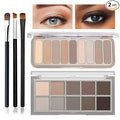 2PCS Naked Eyeshadow Palette Makeup Set with Brush,Natural Flawless Eye Shadow Palette Makeup,Highly Pigmented Neutral Nude Eye Shadow Palette,Waterproof Matte Eyeshadow Palette