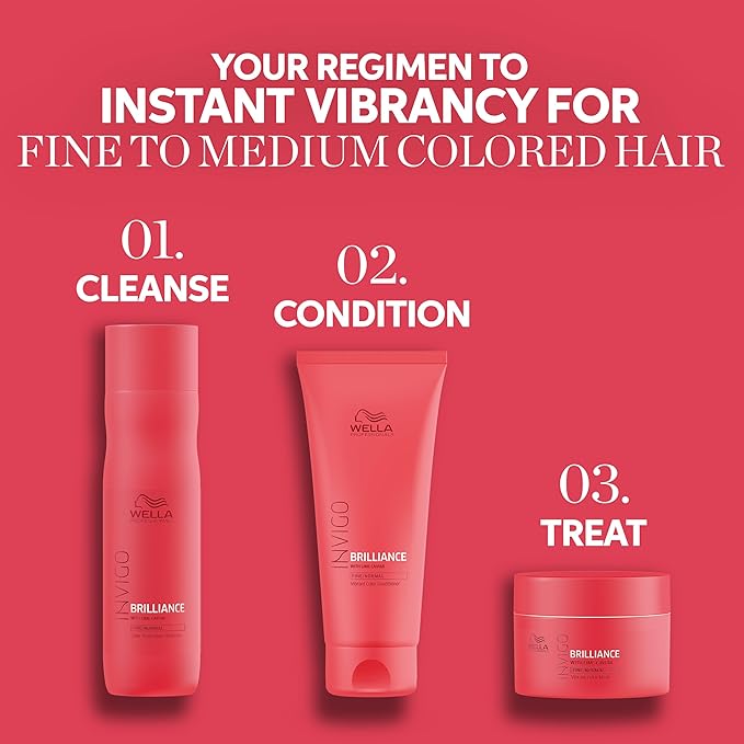 Wella Professionals Invigo Brilliance Shampoo | For Fine/Normal Colored Hair | Intense Color Protection & Maintains Vibrancy-| 33.8 Fl Oz-| 1 L,(Pack of 2)