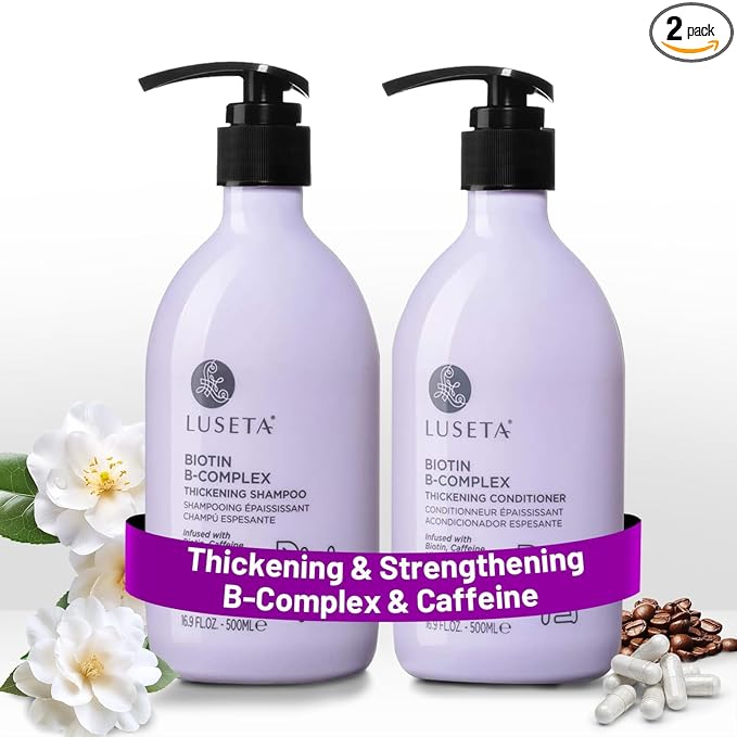 Luseta B-Complex Shampoo & Conditioner Set for Hair Strengthening, Routine shampoo and Conditioner for Women, Biotin Shampoo for Thinning Hair for Women and Men All Types 2 x 16.9oz