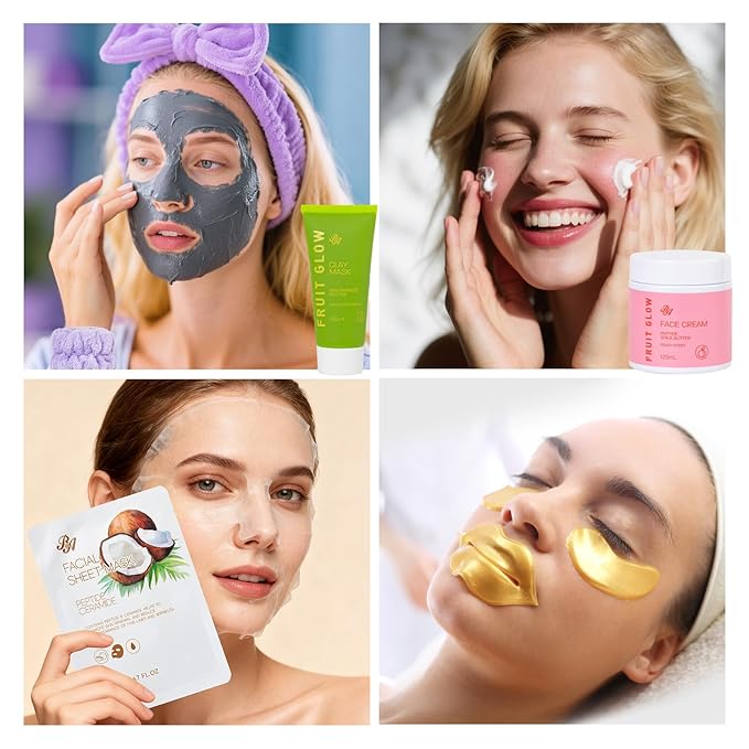 42 Pcs Mother's Day Gifts, Super Fruit Bath and Body Spa Gift Basket Set for Women, Facial Skin Care Kit, Self-Care Gifts Basket Set, Lip Gloss, Face Sheet Mask, Birthday, Christmas, Anniversary, Mom