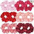 12 Pcs Satin Silk Scrunchies Soft Hair Ties Fashion Bands Hair Bows Elastic Bracelets Ponytail Holders Accessories for Women and Girls (4.5 Inch, Assorted Red)
