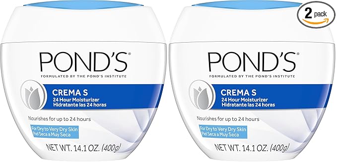 Pond's Nourishing Moisturizing Cream, Crema S, Fragrance Free, Ivory, 14.1 Oz (Pack of 2)