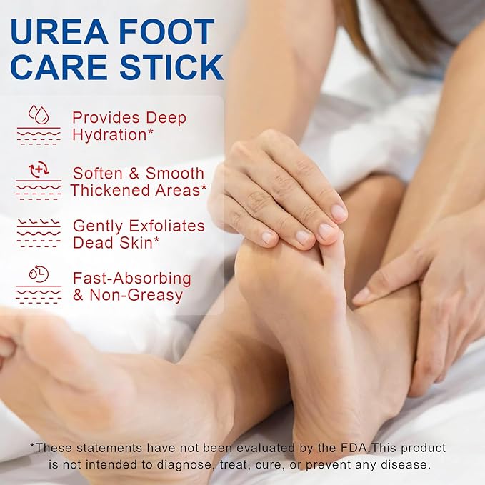 Urea Cream Stick, Maximum Strength Urea Foot Cream for Dry Cracked Feet, Knees, Hands, Exfoliating Dead Skin,Foot Care Cream Moisturizer 2 Pack