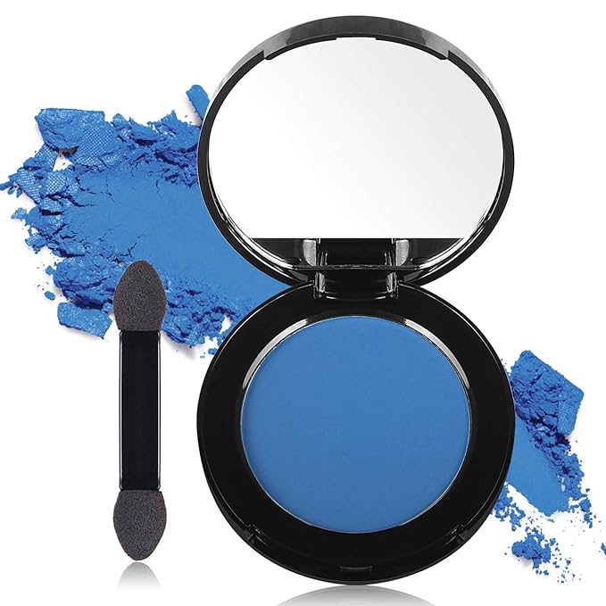 MEICOLY Single Blue Eyeshadow with Mirror and Mini Brush,Matte Halloween Sally Avatar Makeup Eye Shadow Powder,Waterproof Eyeshadow Palette,Talc-Free,High Pigment,Long Lasting Eye Makeup