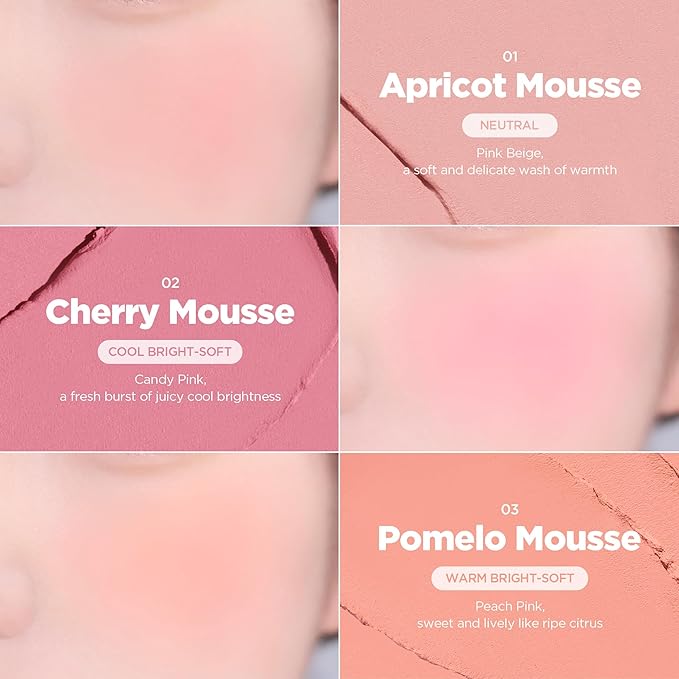 lilybyred Luv Beam Cheek Mousse | Heart-Shaped Korean Cream Blush, Airy Soft-Matte Texture, Soft-Focus & Pore-Blurring Finish, Seamless Buildable, Natural Flush, 0.13 oz. (08 Grape Yogurt Mousse)