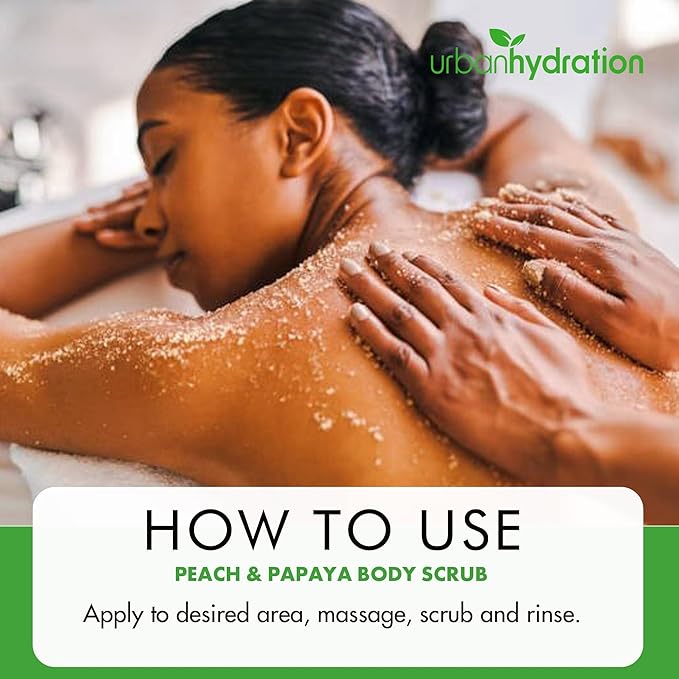 Urban Hydration Peach & Papaya Sugar Body Scrub – Exfoliating Body Scrub for Men and Women, Nourishes Skin, Removes Dead Skin Cells, Helps Reduce Dark Spots & Improve Texture – 8.5 oz
