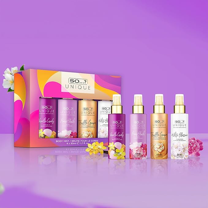 So…? Unique Body Mist Set - Perfumes for Women - Body Spray for Women - Vegan, Cruelty Free - Travel Size Gift Set - 650 to 1000 Sprays - 4 pcs