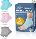 TEAWOO 3 Pairs Moisturizing Heel Socks for Cracked Heel Treatment, Foot Care Toeless Socks to Soften and Hydrate Dry Cracked Feet Heels, Cracked Heel Repair Socks, Gel Socks for Dry Cracked Feet