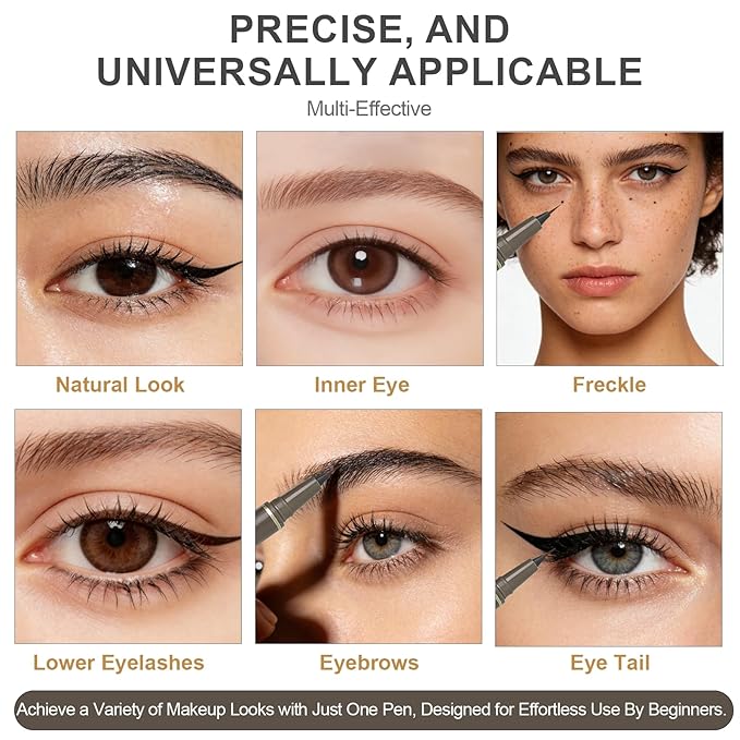Ultra Fine Liquid Eyeliner Pencils- Slim Felt Tip for Precise Eye Lines, Waterproof, Smudge Proof & Quick-Drying, Winged Liner and Inner Corner. Long Lasting All Day Makeup, Smooth & Lightweight.