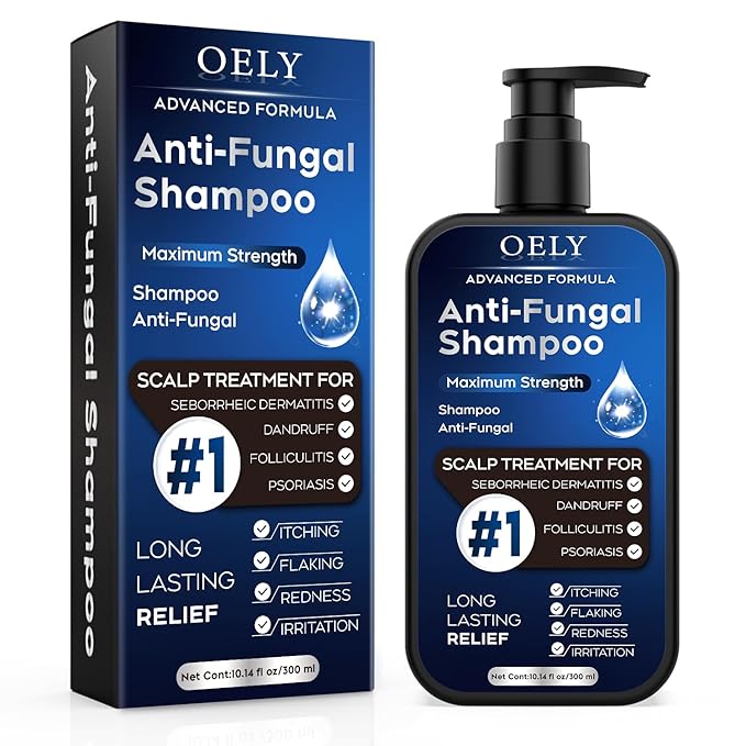 Antifungal Psoriasis Shampoo for Seborrheic Dermatitis, Folliculitis & Scalp Psoriasis, Anti-Dandruff Shampoo for Men & Women, Relieves Scalp Itching, Dryness, Sulfate & Paraben-Free, 10.1 Fl Oz-Fresh