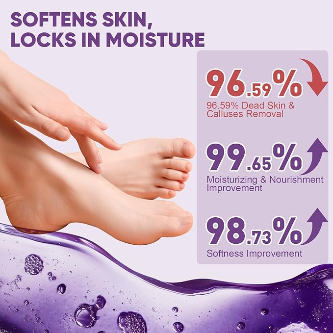 TEAWOO 24 Pairs Moisturizing Foot Masks with Lavender Oil & Jojoba Oil, Intensely Hydrating Foot Mask for Dry Cracked Feet, Moisturizing Socks for Cracked Heel Treatment
