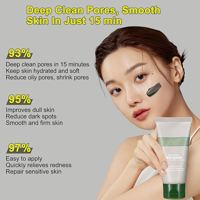 SEWOG Recovery Mud Mask, Relief Mud Mask for Face & Body, Deep Cleansing & Hydrating Clay Mask, Deep Pore Cleanser Oil Control Wash Off Body Mud
