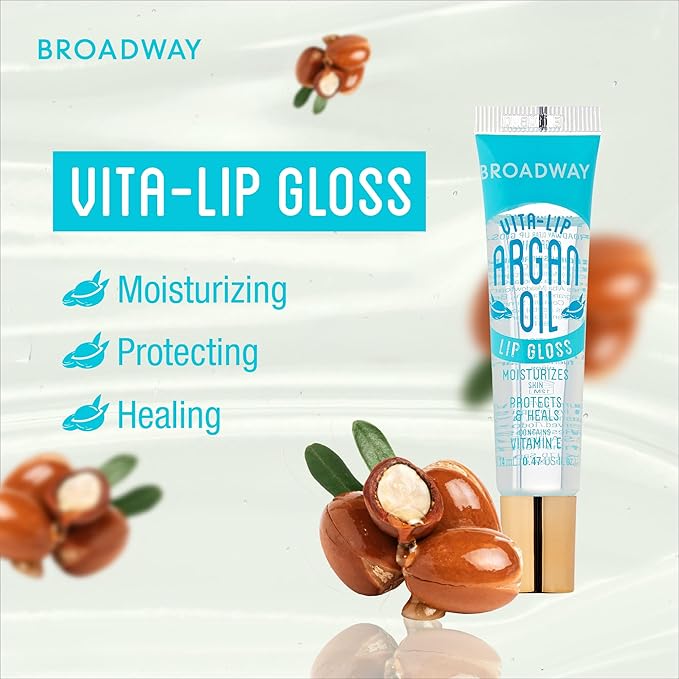 Ruby Kisses Broadway Vita-Lip Clear Lip Gloss (Argan Oil 48 Pack), Ultra-Hydrating & Soothing Formula with Multi-Vitamin Oils, High-Shine Non-Sticky Finish, Protecting Glossy Lip Balm With Vitamin E