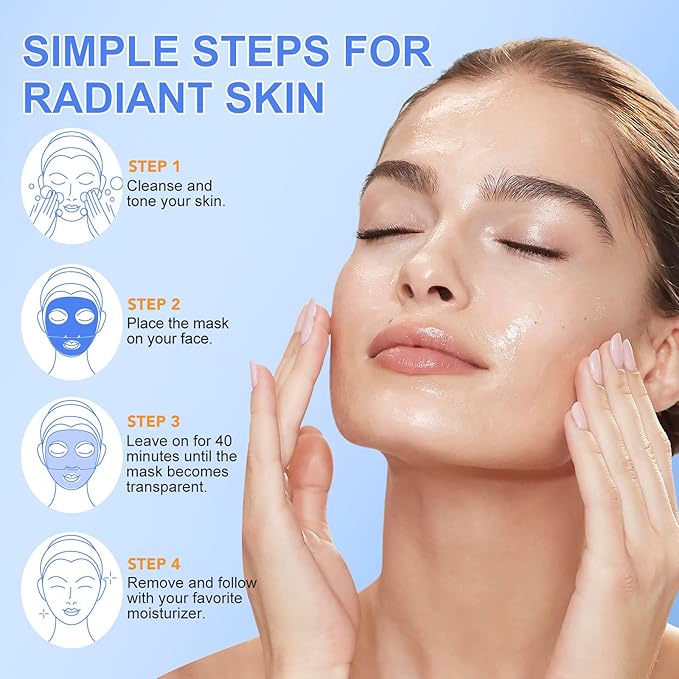 Collagen Face Mask - Overnight Hydrating Sheet Mask, Hydrogel Deep Wrapping Mask, Night Lifting Facial Masks for Women Skin Care, Restores Elasticity, Moisturizing & Firmness for All Skin Types (Skin)