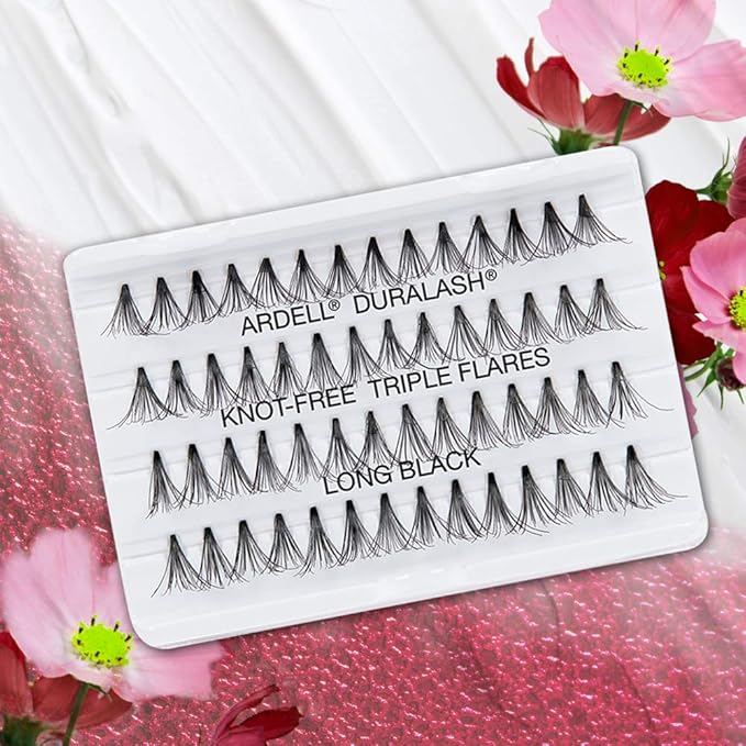Ardell Triple Individual Lashes - Long Black, Knot-Free Eyelash Extensions, Volumizing DIY Lash Clusters for Fuller Lash Enhancement, 4 Pack