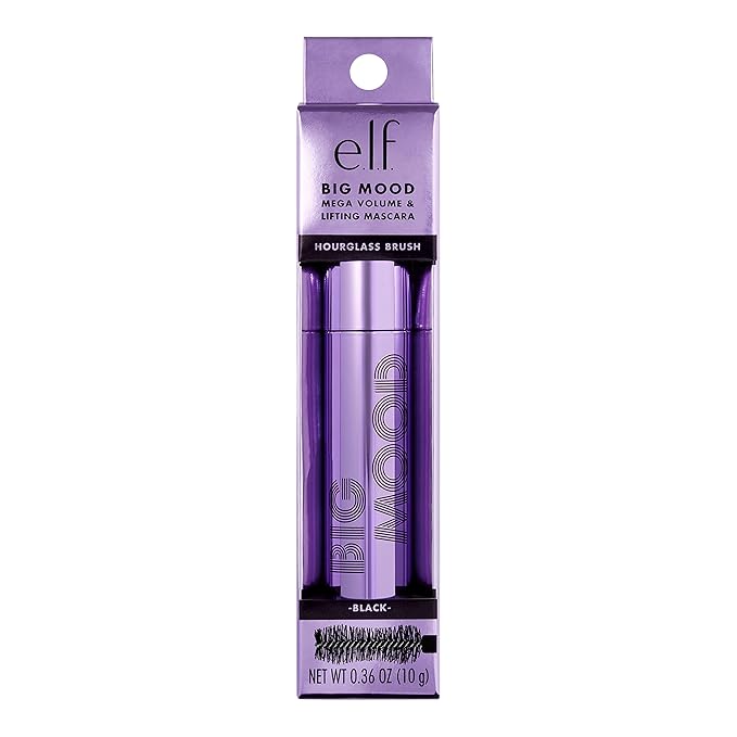 e.l.f. Big Mood Mascara, Instantly Creates Long-Lasting, Bold & Lifted, Voluminous Lashes, Infused with Jojoba Wax, Black, 0.30 fl Oz
