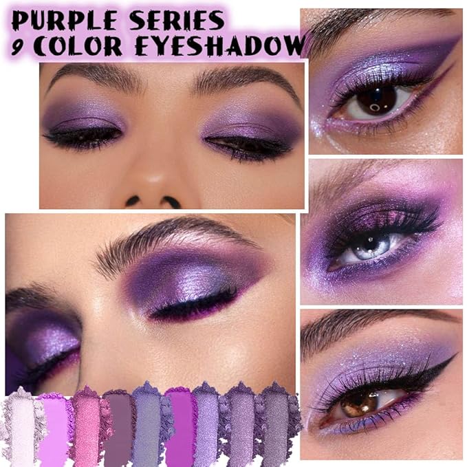 CAKAILA Purple and Pink Glitter Eyeshadow Palette Makeup,Lavender Mauve Light Pink Baked Eye Shadow Palette,Purple Makeup Pallet Long Lasting Waterproof Womens Eyeshadows