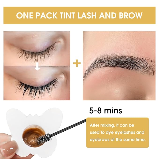 Lash Color Kit Black Eyelash Color for Lashes and Brows, Instant Result with Natural Effects Lasts 4 Weeks Easy to Use for Salon & Home