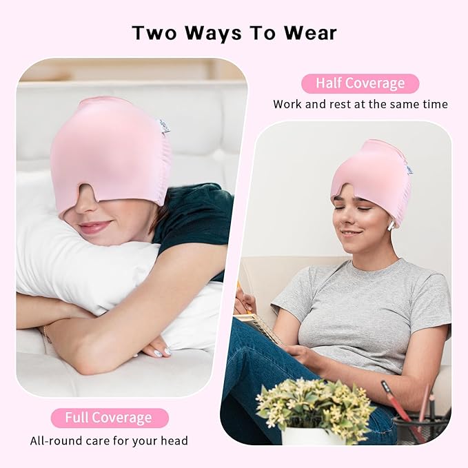 my novel things Migraine Relief Cap, Gel Cooling Eye Mask, Cooling Gel Relief 2 Pack Set, Hot/Cold Therapy, Cold Compress for Head, Headache Eyes Mask for Sinus, Puffy Eyes, Tension and Stress Relief