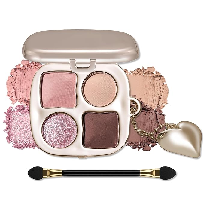 Erinde Nude Beige Pink Brown Eyeshadow Palette with Mirror, Matte & Shimmer High Pigment Eye Shadow, Blendable Long-Lasting Everyday Eye & Contour Makeup Palette, Perfect for Blue, Green & Brown Eyes