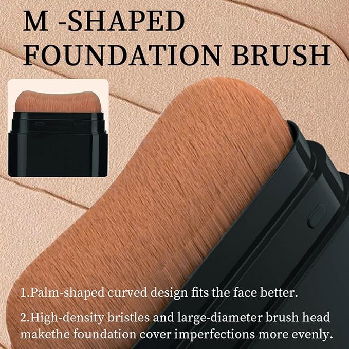 Foundation Stick, 2 in 1 Dual-Ended Long-Lasting Concealer Korean Foundation Contour Stick, Waterproof Contouring foundation with Brush, Full Coverage Matte Finish for Face Makeup(02#NATURAL)