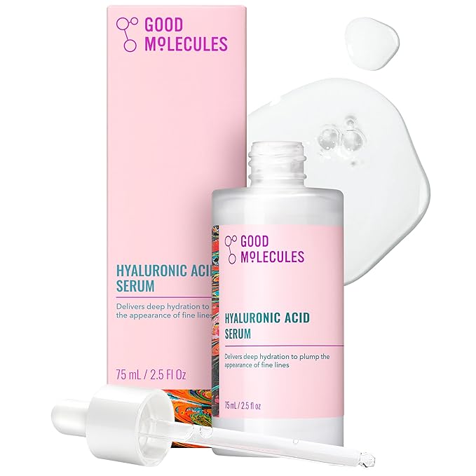 Good Molecules Hyaluronic Acid Serum - 1% Hyaluronic Acid Non-Greasy Ultra hydrating Serum Facial Moisturizer for Plumper Skin, Skin Care for Face