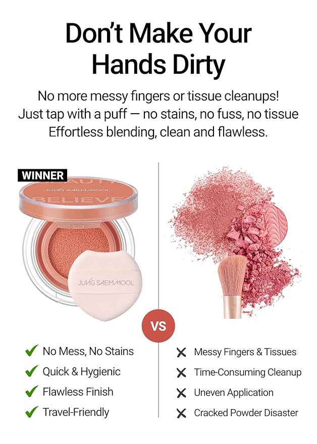 JUNG SAEM MOOL Artist Cushion Blush | Easy to Blend with Puff, Buildable Liquid Blush for Cheeks with a Natural & Dewy Finish, Korean Makeup (Dewy | Odd Mauve)