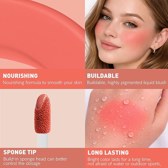 FV Liquid Blush, Long Lasting Buildable Cream Cheek Tint with High-Pigment Color, Weightless Blendable Formula for Natural Dewy Finish (Alice)