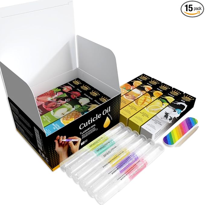 Cuticle Oil Pens - Light Scents Nail Oil Pen for Growth and Strength, Nail Care Mini Vitamins Oil Set with Natural Ingredients, Cutical Repair Bulk for Women Manicure (All 15 Scents)
