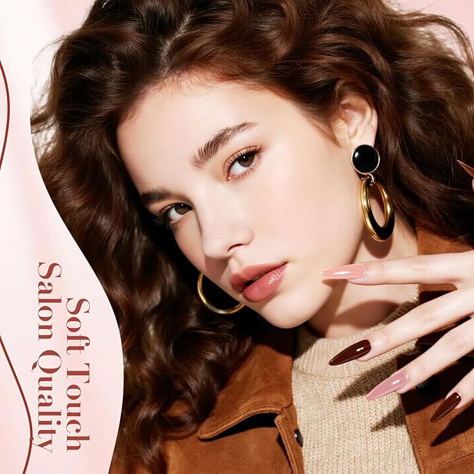 AZUREBEAUTY Dip Powder Nail Set,Nude Brown 6 Colors Skin Tones Natural Dipping Powder French Nail Art Starter Manicure Salon DIY at Home
