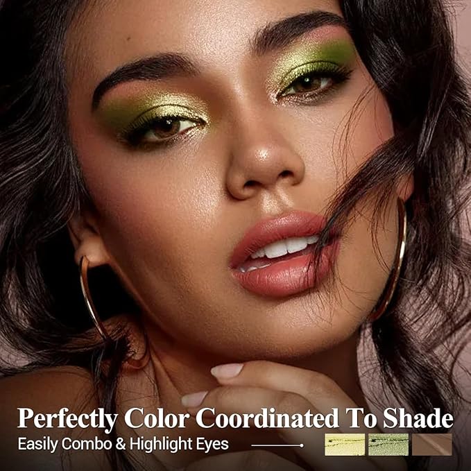 LUXAZA PRO FIREFLIES LIGHT Eyeshadow Stick Makeup 6PCS Set, Green Metallic Shimmer Matte Cream Eye Shadow Eyeliner Brightener Pencil Crayon - FIREFLIES LIGHT