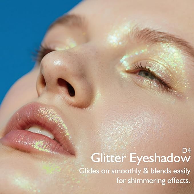 Green Glitter Eyeshadow, Holographic Duochrome Shimmer Eyeshadow Palette Color Shift Metallic Chameleon Sparkling Cream to Powder Eye Shadow Highlighter Makeup for Festival Party/Daily