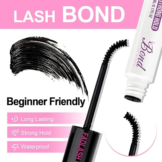 Lash Glue DIY Lash Cluster Glue for Lashes Clusters Latex-Free Waterproof Latex-Free Eyelash Glue 10ml for Self-Application at Home 2-in-1 Lash Bond and Seal Long-Lasting 48-72H