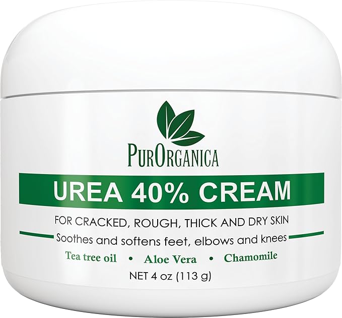 PurOrganica Urea 40% Foot Cream – Dermatologist Tested, Intensive Repair for Dry, Cracked Heels, Corns, Calluses & Rough Feet, Professional Strength Exfoliating & Moisturizing Cream - Made in USA