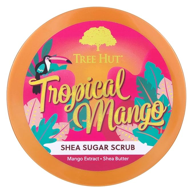 Tree Hut Tropical Mango Body Scrub, Exfoliating & Hydrating Sugar Scrub with Shea Butter & Essential Oils, Smooth Skin, Body Exfoliator For All Skin Types, Self Care Gifts for Women, Vegan, 18 Oz