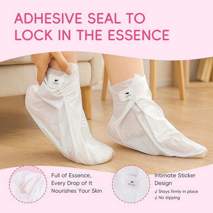 LAIKOU Japan Sakura Moisturizing Foot Mask, Foot Mask for Dry Cracked Feet, Foot Masks, Deep Moisturizing Socks for Cracked Heels, Skin Care Gifts for Women Soft Smooth Touch Feet 5 Pack