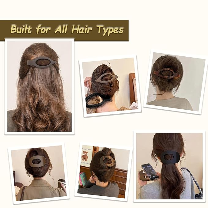 Flat Claw Clips for Women, Large Duckbill French Hair Clips, 6 Pack Non-Slip Matte Hair Accessories for Thick & Thin Hair