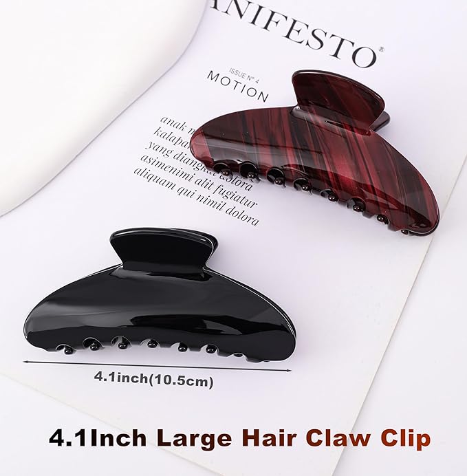 2 Pack Acetate Hair Claw Clips for Women 4 Inch Large Claw Hair Clips for Thin to Thick Hair