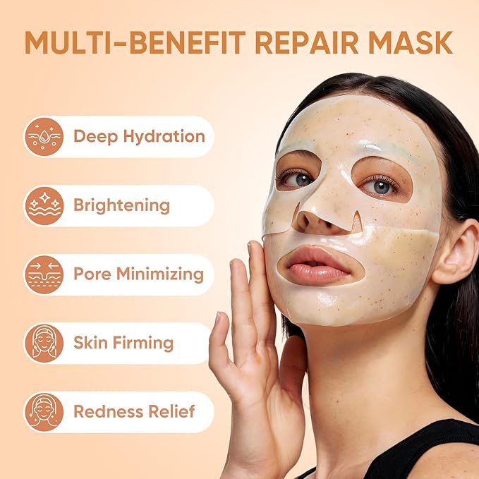 TEAWOO Rice Deep Collagen Face Mask, 38g x 24 EA, Moisturizing and Hydrating Overnight Facial Mask, Contains Ceramide & Collagen for Glass Glow Skin, Korean Skincare