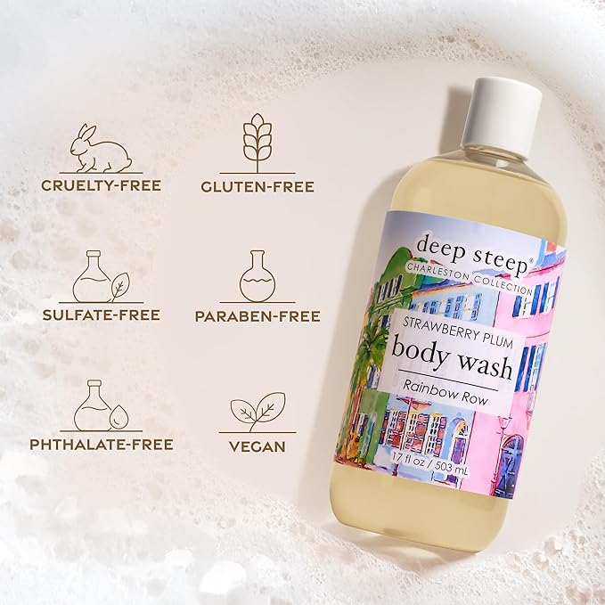 Deep Steep Cypress Fennel Body Wash, Hydrating Shower Gel with Hyaluronic Acid & Shea Butter for Sensitive Skin, Bodywash for Women & Men, 17 Fl Oz, 1-Pack