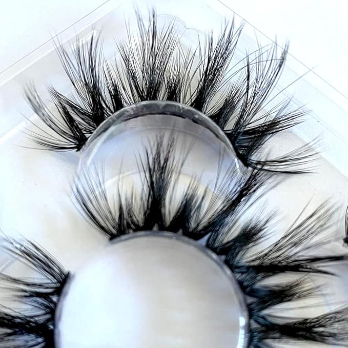 Sunniess False Eyelashes 25 mm Lashes Fluffy Wispy Volume Fake Lashes for Halloweens Cosplay Party Stage Make up Faux Mink Lashes