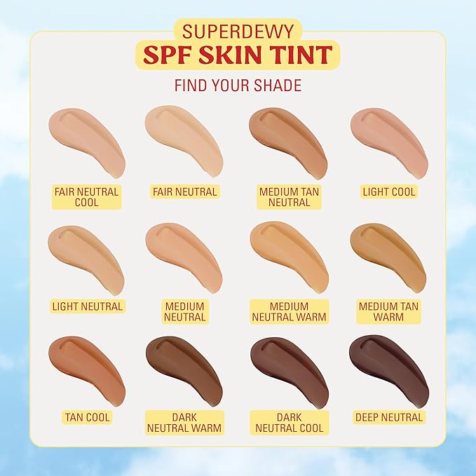 Revolution Superdewy SPF 30 Skin Tint, Tinted Mineral Face Foundation, Buildable Coverage for Facial Glow, 12% Zinc Oxide, Vegan & Cruelty-Free, Light Neutral