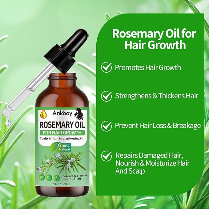 3 Pack Rosemary Oil for Hair Growth,Rosemary Hair Growth Oil,Strengthening Oil for Dry Damaged Hair,Hair Loss Treatment & Thickens Hair,Scalp Care Promotes Hair Thickness for Men Women