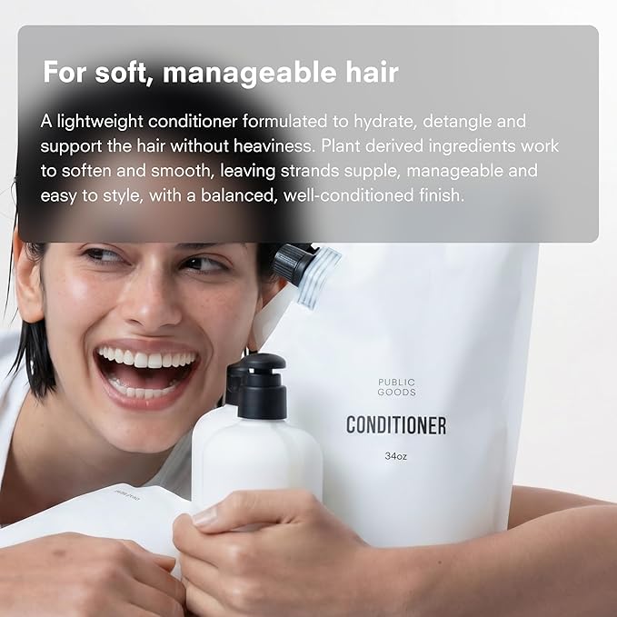 Public Goods Conditioner for Women & Men | Natural Conditioner to Protect & Moisturize Dry Hair | Made with Organic Essential Oils | Sulfate & Paraben Free | Vegan Friendly | 34 Fl Oz Refill