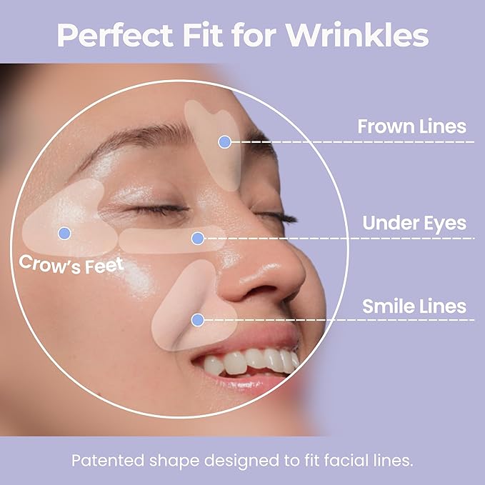 PETITE PLUIE Face Smoothing Wrinkle Patches (78 Count) | Overnight K-Beauty Anti Aging Skincare with Bakuchiol, Collagen & Peptides | For Frown Lines, Crow's Feet & Smile Lines | Made in Korea