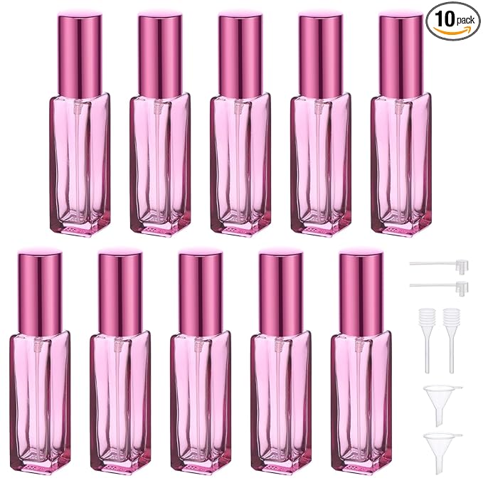Segbeauty 10 Packs Glass Perfume Bottles - 10ML Empty Refillable Travel Atomizer, Small Spray Bottle With Fine Mist Sprayer, Portable Scent Pump for Fragrance Samples